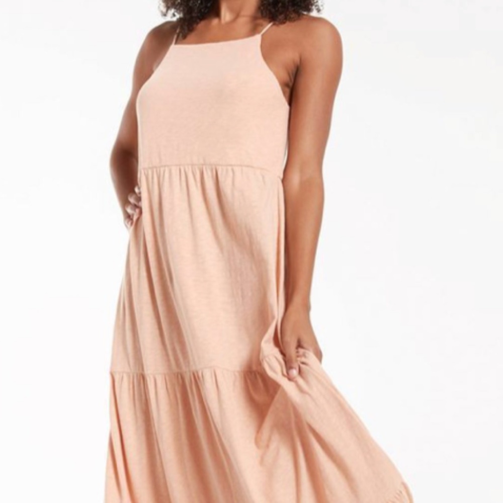 Z Supply Rory Tiered Slub Maxi Dress Sand Peach